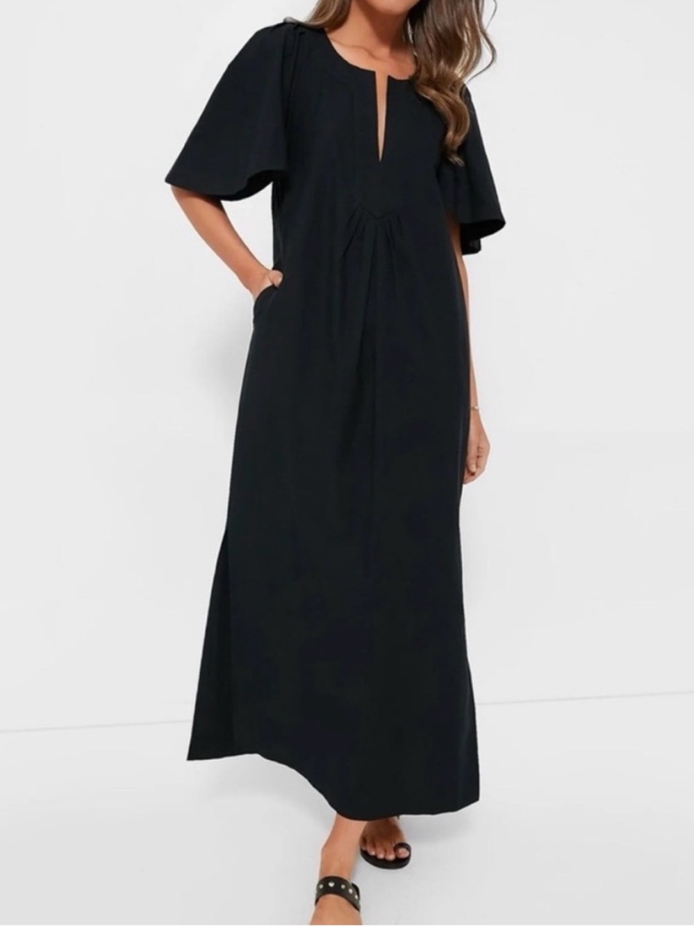 Tuckernuck Pomander Place Black Finley Maxi Dress with Flutter Sleeves